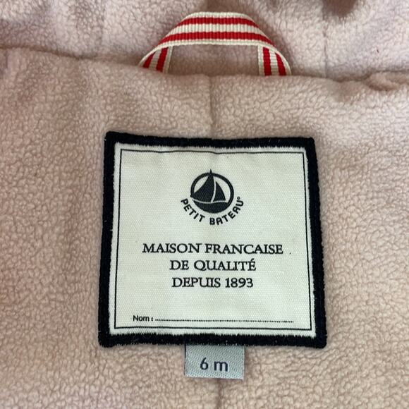 Petit Bateau France Baby Girl Snowsuit Down Filled Bunting Blush Pink 6 Months - Picture 5 of 14